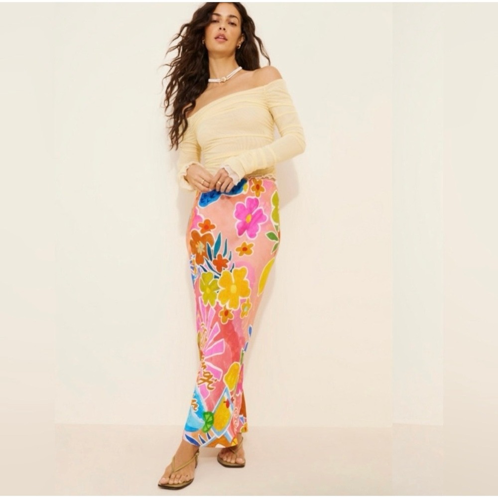 Spell Margi Hour Paloma Floral Cactus Print Scallop Trim XS